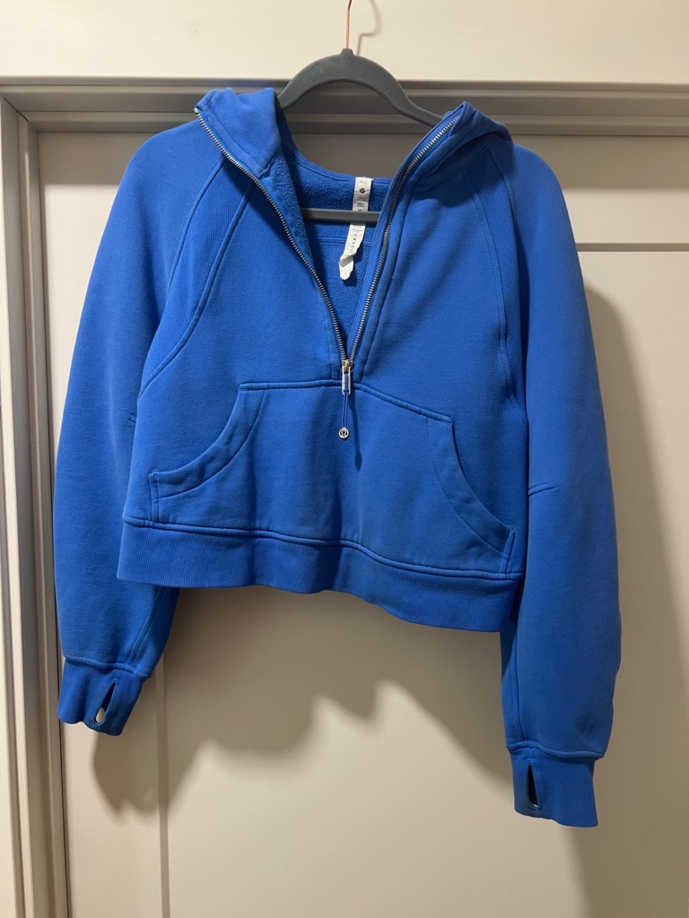 Cropped Electric Blue Half-Zip Hoodie